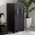 Baxton Studio Lindo Dark Brown Wood Bookcase with Two Pulled-out Doors Shelving Cabinet