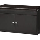 Baxton Studio Margaret Modern and Contemporary Dark Brown Wood 2-Door Shoe Cabinet with Faux Leather Seating Bench