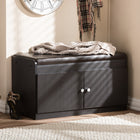 Baxton Studio Margaret Modern and Contemporary Dark Brown Wood 2-Door Shoe Cabinet with Faux Leather Seating Bench