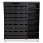 Baxton Studio Shirley Modern and Contemporary Dark Brown Wood 2-Door Shoe Cabinet with Open Shelves