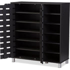 Baxton Studio Shirley Modern and Contemporary Dark Brown Wood 2-Door Shoe Cabinet with Open Shelves