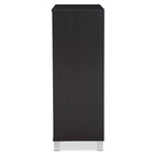 Baxton Studio Shirley Modern and Contemporary Dark Brown Wood 2-Door Shoe Cabinet with Open Shelves