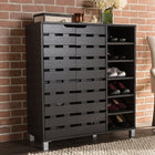 Baxton Studio Shirley Modern and Contemporary Dark Brown Wood 2-Door Shoe Cabinet with Open Shelves