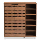 Baxton Studio Shirley Modern and Contemporary "Walnut" Medium Brown Wood 2-Door Shoe Cabinet with Open Shelves