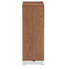 Baxton Studio Shirley Modern and Contemporary "Walnut" Medium Brown Wood 2-Door Shoe Cabinet with Open Shelves