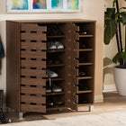 Baxton Studio Shirley Modern and Contemporary "Walnut" Medium Brown Wood 2-Door Shoe Cabinet with Open Shelves