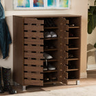 Baxton Studio Shirley Modern and Contemporary "Walnut" Medium Brown Wood 2-Door Shoe Cabinet with Open Shelves