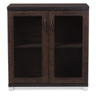 Baxton Studio Zentra Modern and Contemporary Dark Brown Sideboard Storage Cabinet with Glass Doors