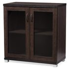 Baxton Studio Zentra Modern and Contemporary Dark Brown Sideboard Storage Cabinet with Glass Doors