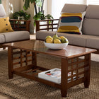 Baxton Studio Larissa Modern Classic Mission Style Cherry Finished Brown Wood Living Room Occasional Coffee Table