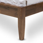 Baxton Studio Leyton Mid-Century Light Grey Fabric and Medium Brown Finish Wood Queen Size Platform Bed
