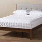 Baxton Studio Leyton Mid-Century Light Grey Fabric and Medium Brown Finish Wood Queen Size Platform Bed