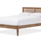 Baxton Studio Loafey Mid-Century Modern Solid Walnut Wood Window-Pane Style Queen Size Platform Bed
