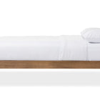 Baxton Studio Loafey Mid-Century Modern Solid Walnut Wood Window-Pane Style Queen Size Platform Bed