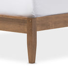 Baxton Studio Loafey Mid-Century Modern Solid Walnut Wood Window-Pane Style Queen Size Platform Bed
