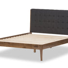 Baxton Studio Clifford Mid-Century Dark Grey Fabric and Medium Brown Finish Wood King Size Platform Bed