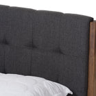 Baxton Studio Clifford Mid-Century Dark Grey Fabric and Medium Brown Finish Wood King Size Platform Bed