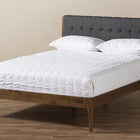Baxton Studio Clifford Mid-Century Dark Grey Fabric and Medium Brown Finish Wood King Size Platform Bed