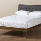 Baxton Studio Clifford Mid-Century Dark Grey Fabric and Medium Brown Finish Wood Queen Size Platform Bed