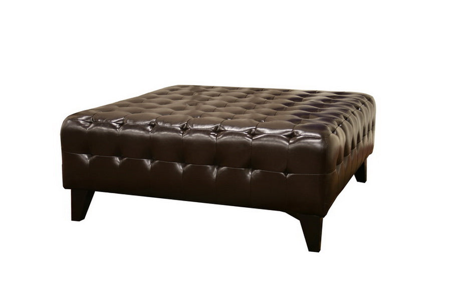 Baxton Studio Pemberly Dark Brown Bonded Leather Square Ottoman 