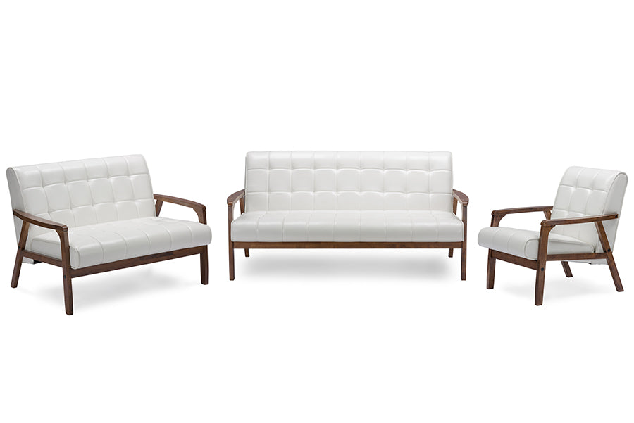 Baxton Studio Baxton Studio Mid-Century Masterpieces 3 Pieces Living Room Set - White