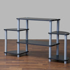 Baxton Studio Orbit Black and Silver 3-Tier TV Stand
