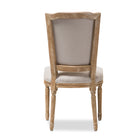 Baxton Studio Cadencia French Vintage Cottage Weathered Oak Finish Wood and Beige Fabric Upholstered Dining Side Chair