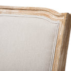 Baxton Studio Cadencia French Vintage Cottage Weathered Oak Finish Wood and Beige Fabric Upholstered Dining Side Chair