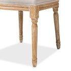 Baxton Studio Cadencia French Vintage Cottage Weathered Oak Finish Wood and Beige Fabric Upholstered Dining Side Chair
