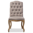 Baxton Studio Hudson Chic Rustic French Country Cottage Weathered Oak Beige Fabric Button-tufted Upholstered Dining Chair