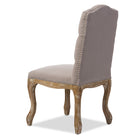Baxton Studio Hudson Chic Rustic French Country Cottage Weathered Oak Beige Fabric Button-tufted Upholstered Dining Chair