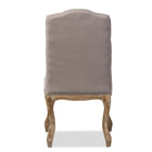 Baxton Studio Hudson Chic Rustic French Country Cottage Weathered Oak Beige Fabric Button-tufted Upholstered Dining Chair