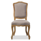 Baxton Studio Chateauneuf French Vintage Cottage Weathered Oak Beige Fabric Upholstered Dining Side Chair