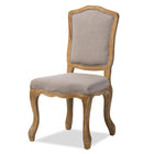 Baxton Studio Chateauneuf French Vintage Cottage Weathered Oak Beige Fabric Upholstered Dining Side Chair