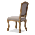 Baxton Studio Chateauneuf French Vintage Cottage Weathered Oak Beige Fabric Upholstered Dining Side Chair