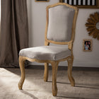 Baxton Studio Chateauneuf French Vintage Cottage Weathered Oak Beige Fabric Upholstered Dining Side Chair