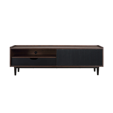 Manhattan Comfort Duane Mid-Century Modern 59" Fluted TV Stand in Black