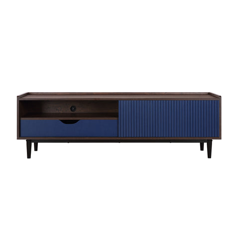 Manhattan Comfort Duane Mid-Century Modern 59" Fluted TV Stand in Navy Blue