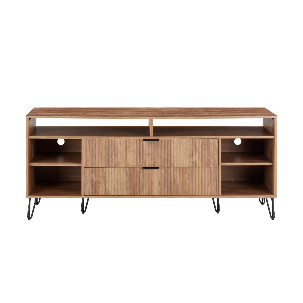 Manhattan Comfort Dumbo Modern 63" Fluted TV Stand in Golden Brown