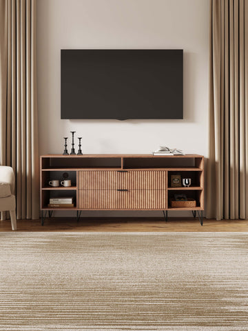 Manhattan Comfort Dumbo Modern 63" Fluted TV Stand in Golden Brown