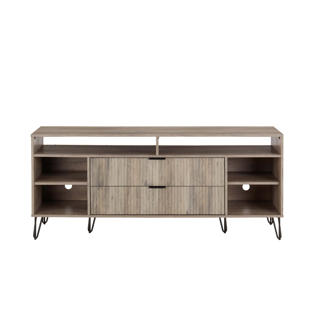 Manhattan Comfort Dumbo Modern 63" Fluted TV Stand in Rustic Gray
