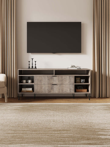 Manhattan Comfort Dumbo Modern 63" Fluted TV Stand in Rustic Gray