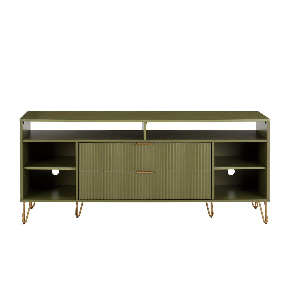 Manhattan Comfort Dumbo Modern 63" Fluted TV Stand in Olive Green