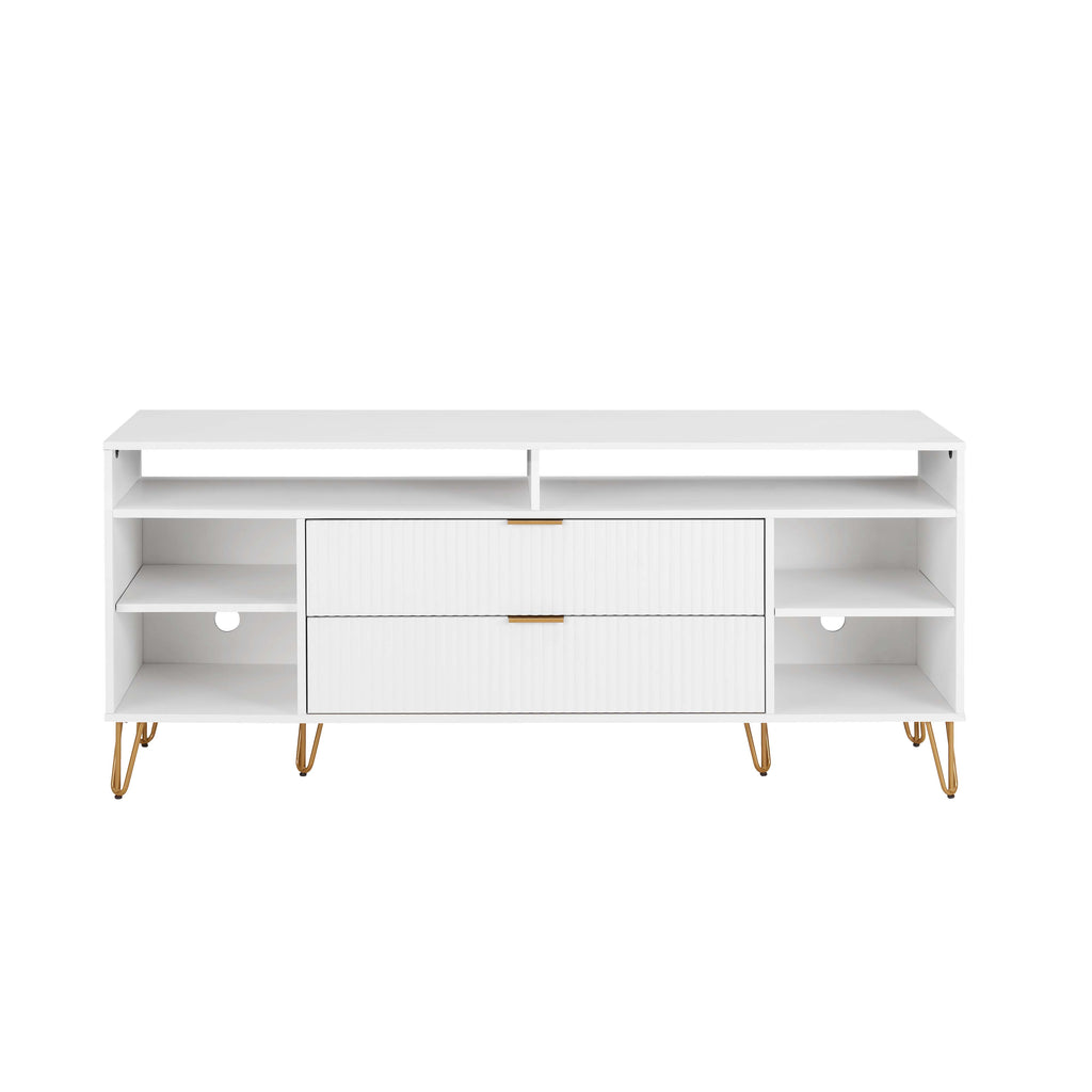 Manhattan Comfort Dumbo Modern 63" Fluted TV Stand in White