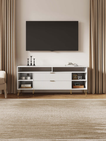 Manhattan Comfort Dumbo Modern 63" Fluted TV Stand in White