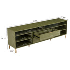 Manhattan Comfort Dumbo Modern 85" Fluted TV Stand in Olive Green