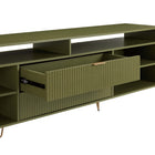 Manhattan Comfort Dumbo Modern 85" Fluted TV Stand in Olive Green