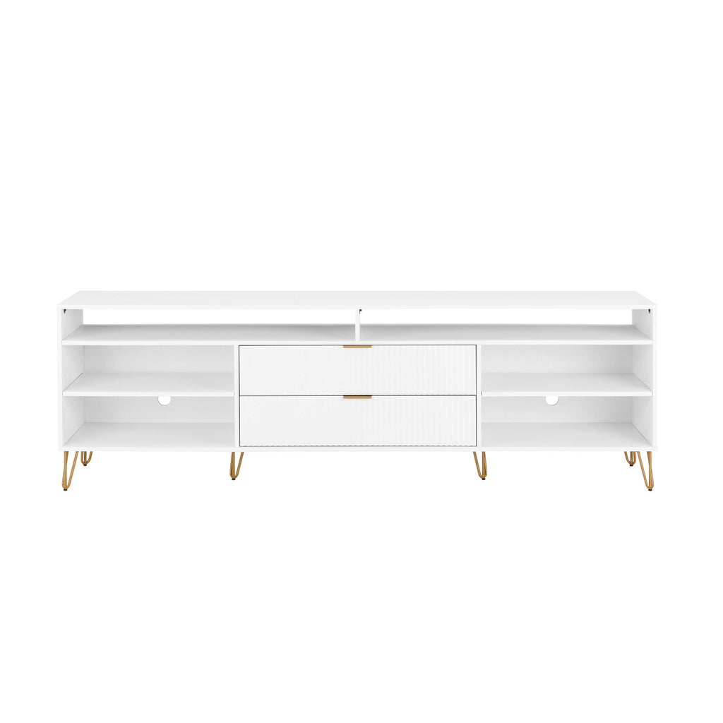 Manhattan Comfort Dumbo Modern 85" Fluted TV Stand in White