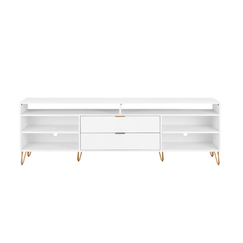 Manhattan Comfort Dumbo Modern 85" Fluted TV Stand in White