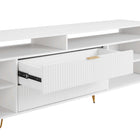 Manhattan Comfort Dumbo Modern 85" Fluted TV Stand in White